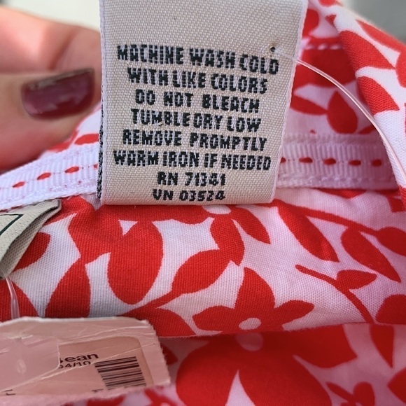 L.l. Bean Floral Print Cotton/Lycra Button Down Shirt - Red/White - Picture 13 of 13